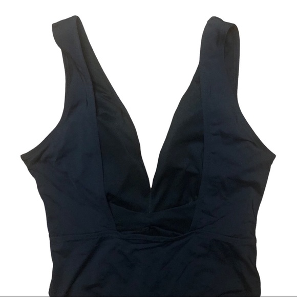 Time & Tru One Piece Swimsuit Black White Knotted Size Large 12/14 - Picture 6 of 11